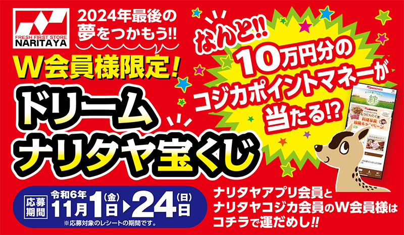 W会員様限定! 2024ナリタヤドリームナリタヤ宝くじバナー